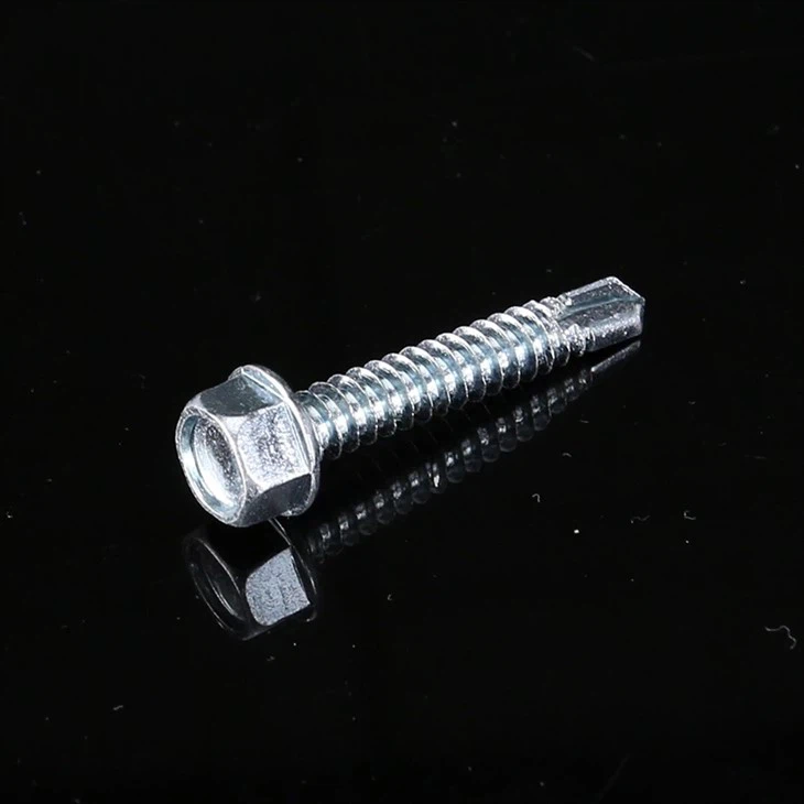 Tornillos autoperforantes Teck de acero al carbono con cabeza de arandela hexagonal